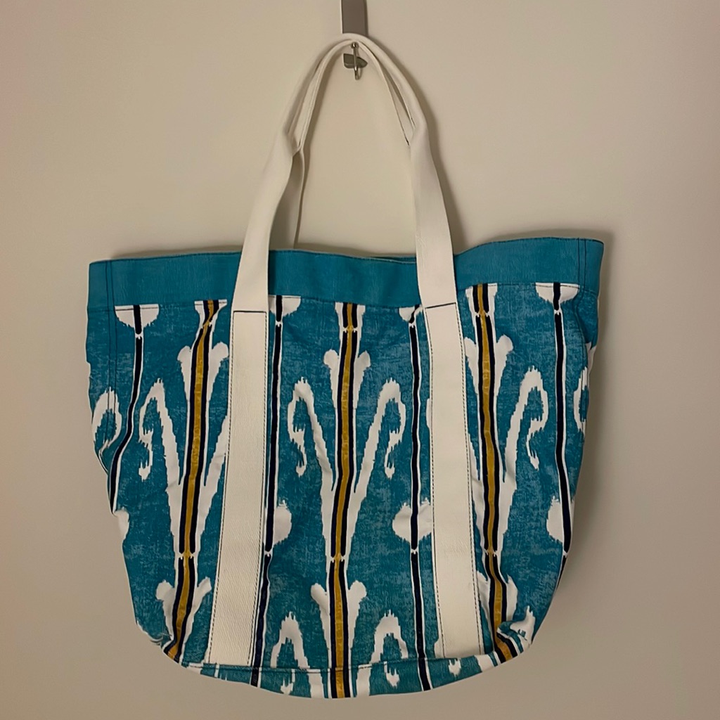 Pottery Barn Blue And White Graphic Tote Bag